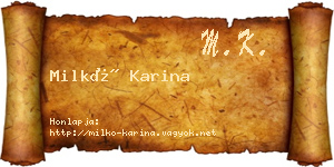 Milkó Karina névjegykártya